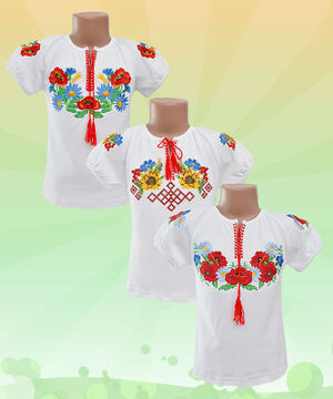 Вишиванка для дівчинки з коротким рукавом інтерлок
